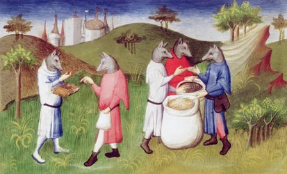 Pe. Fr 2810 f.76v, povo de cabeça de lobo das Ilhas Andaman, no Oceano Índico, de &39;Le Livre des Merveilles&39;, c.1410-12 (têmpera sobre velino)